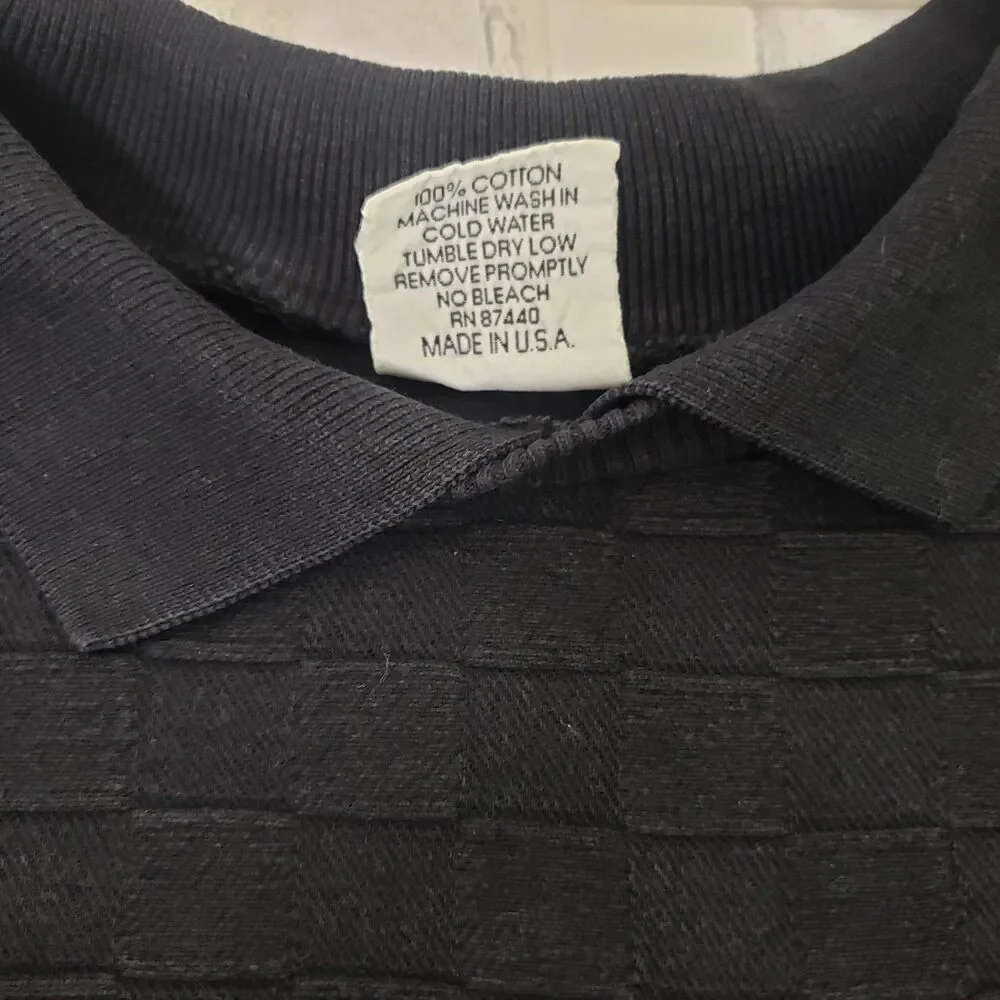 Men's 80s Vintage Retro Black America West Airlines Polo Sweatshirt
